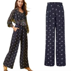 CAbi Navy Floral Wide Leg Pants